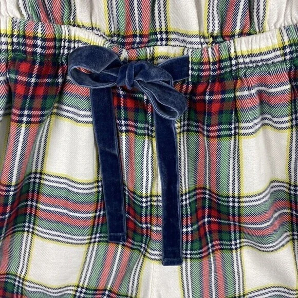 Aerie Romper Womens Medium Multicolor Green Red Flannel Plaid Ruffle Strap - Picture 6 of 11